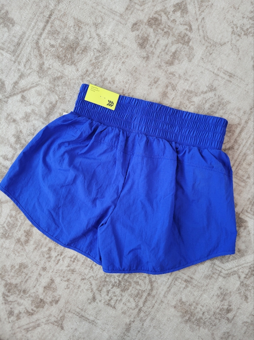 NWT All in Motion Girls L 10/12 Blue Athletic Shorts Smocked Waist Lined - Picture 4 of 4